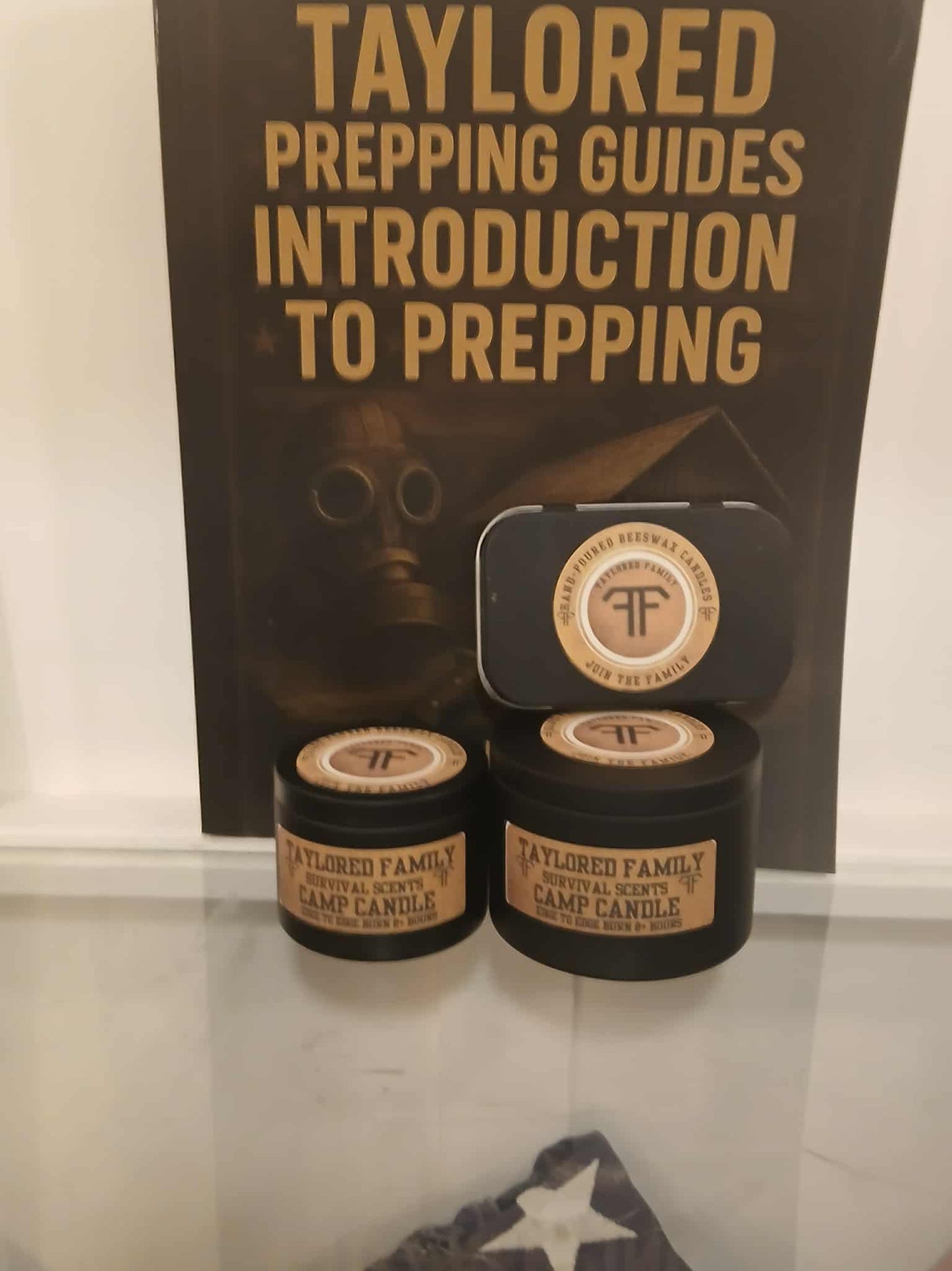 Taylored Family Survival Scents Camp Citronella Candle -Edge to Edge Burn - Hand Poured 90% Beeswax 10% Coconut Oil Blend - Unique Aged Leather Smoky Wood Earthy Spice Scent