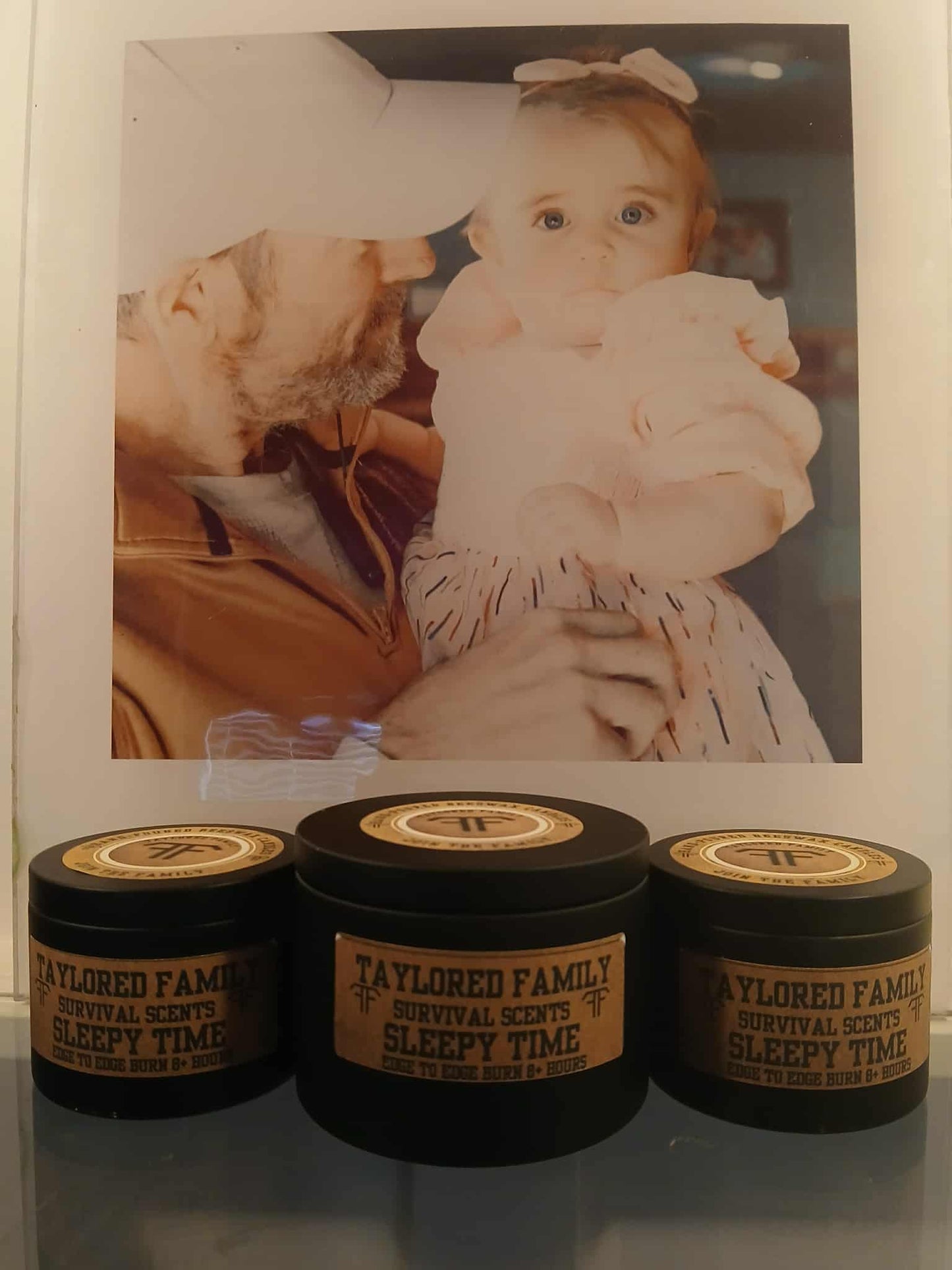Taylored Family Survival Scents Sleepy Time -Edge to Edge Burn - Hand Poured 90% Beeswax 10% Coconut Oil Blend - Unique Aged Leather Smoky Wood Earthy Spice Scent