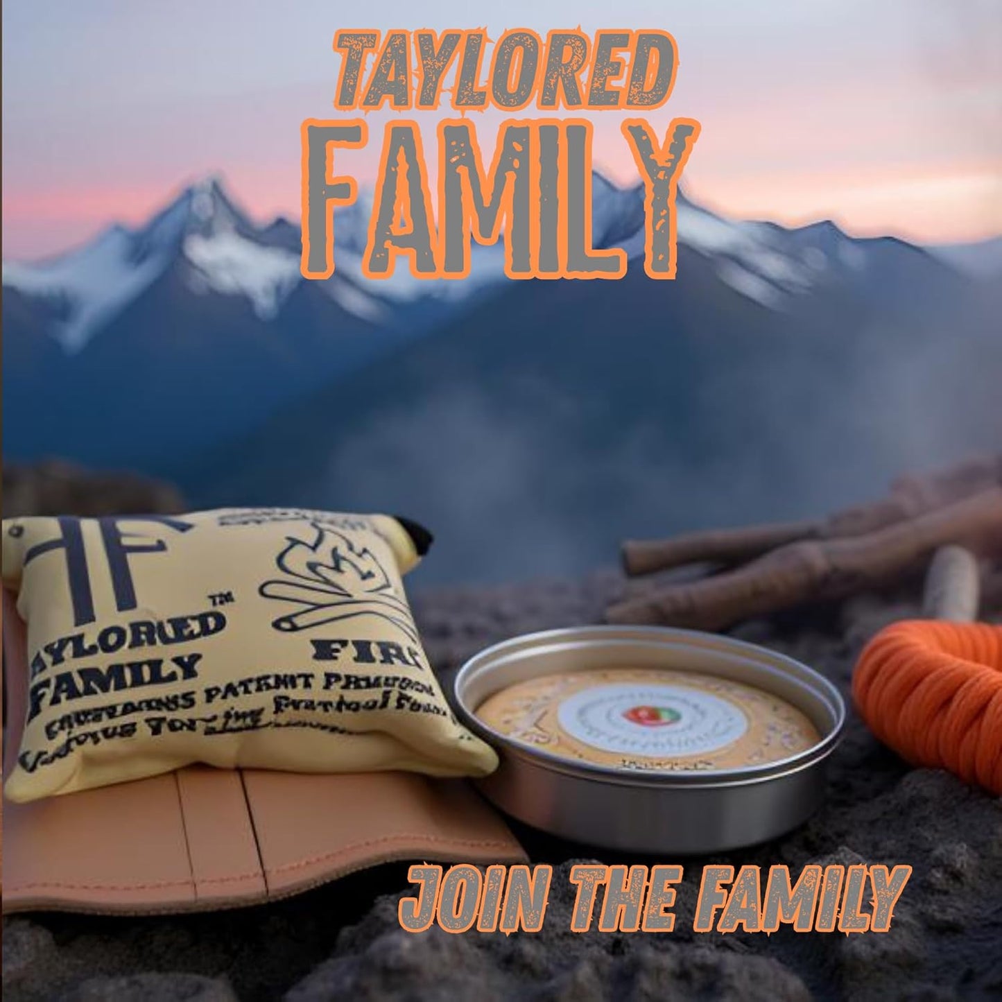Taylored Family™ One-Pound Fire Bag — Fire Starting Tin (Magnesium Ferro Rod, Sealed Matches, Jute, Lighter) + Wax Tinder — Packable Emergency Fire Kit (Patent Pending Module)