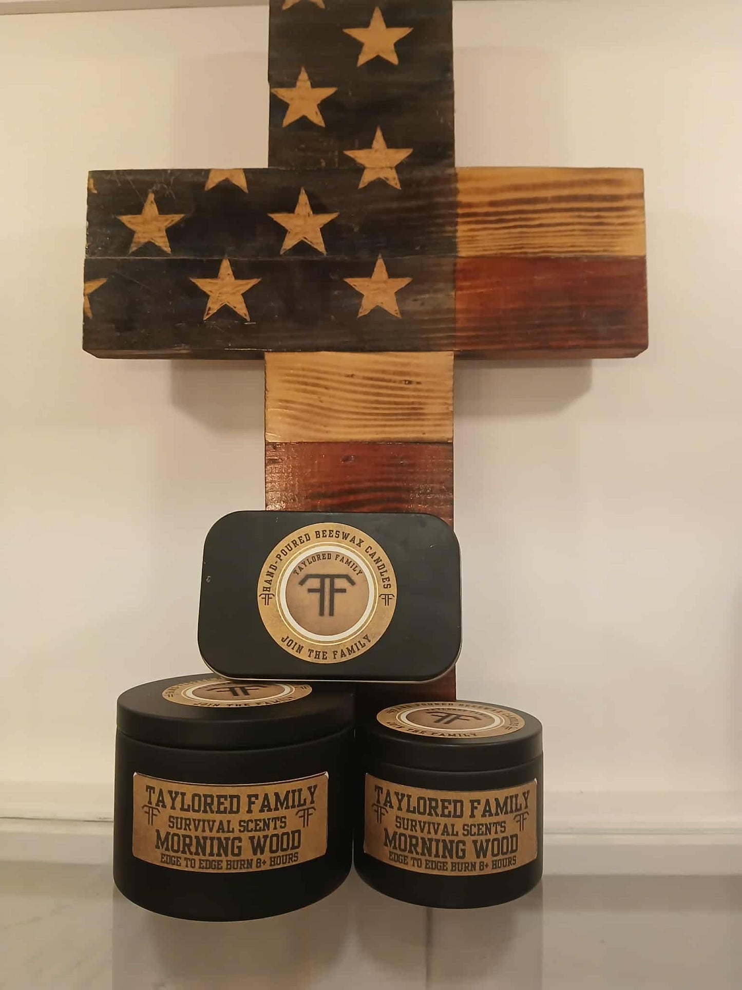 Taylored Family Survival Scents Morning Wood - 8+ Hours Edge to Edge Burn - Hand Poured 90% Beeswax 10% Coconut Oil Blend - Unique Aged Leather Smoky Wood Earthy Spice Scent
