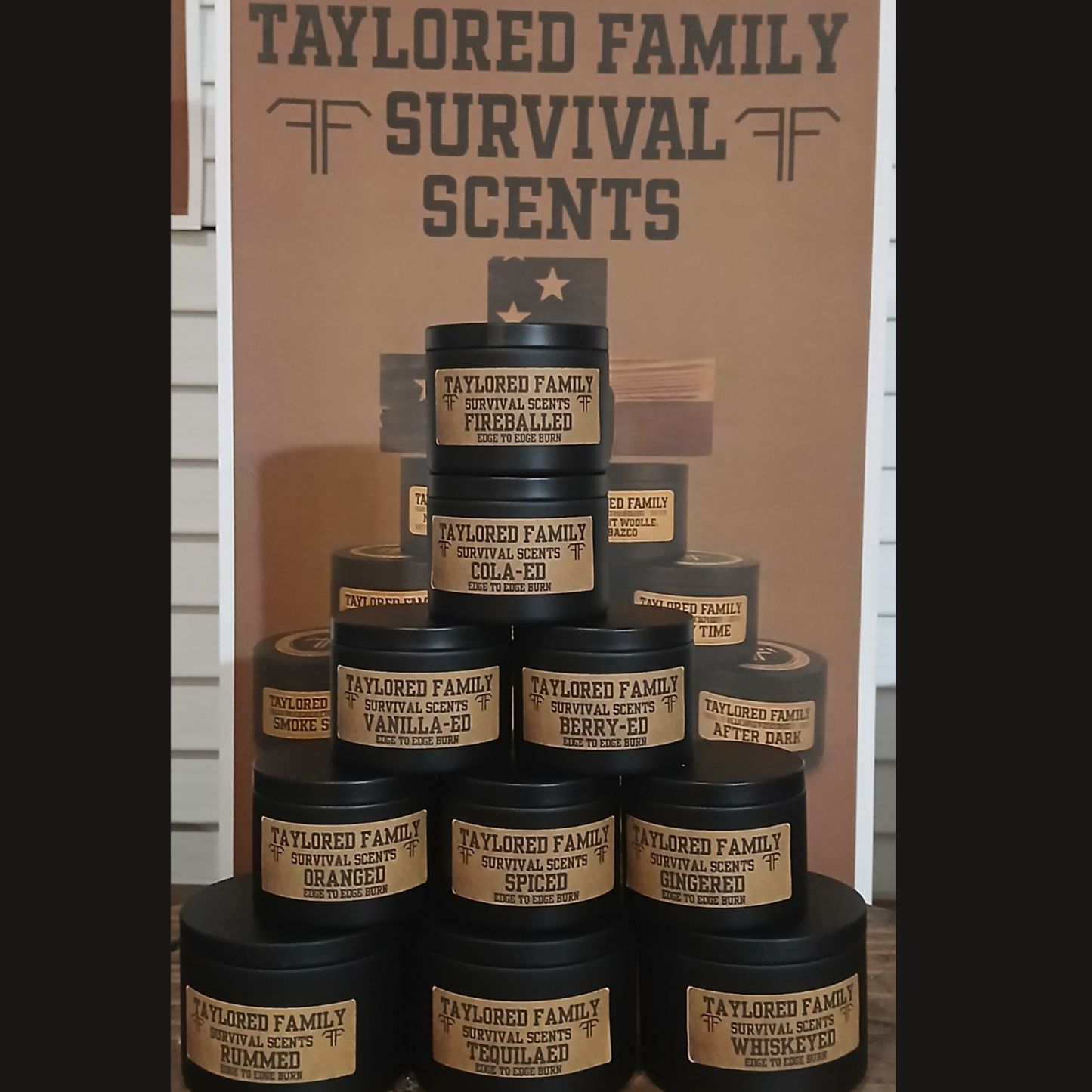 Taylored Family 3-Pack Candle Set Morning Wood Clocked Out After Dark Safe Match System Beeswax Survival Scents