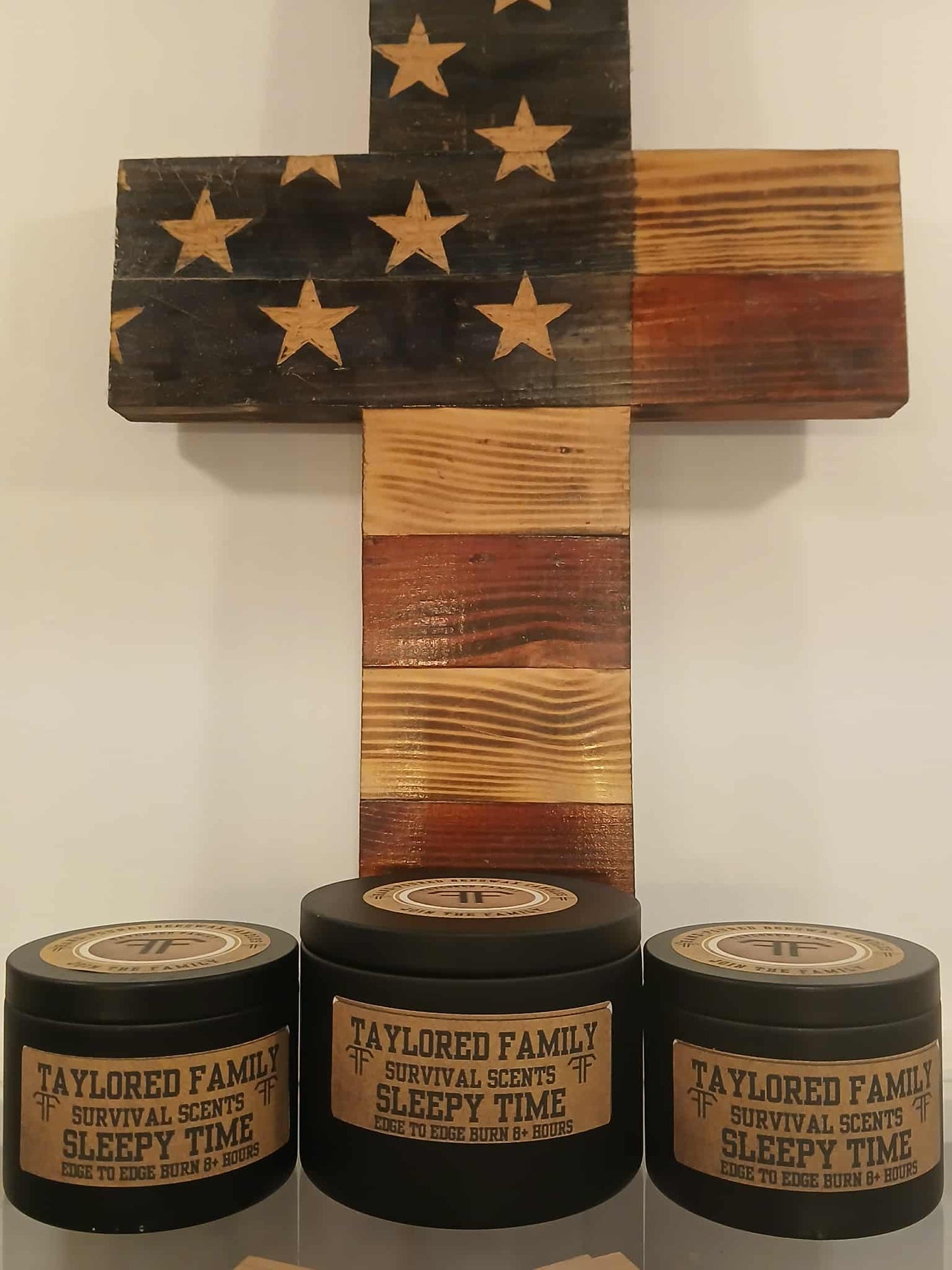Taylored Family Survival Scents Sleepy Time -Edge to Edge Burn - Hand Poured 90% Beeswax 10% Coconut Oil Blend - Unique Aged Leather Smoky Wood Earthy Spice Scent