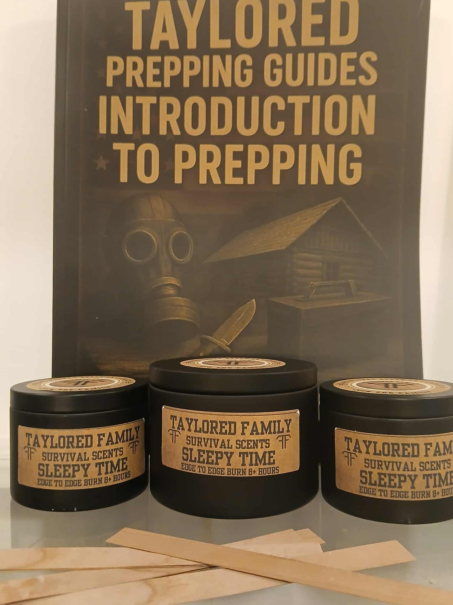 Taylored Family Survival Scents Sleepy Time -Edge to Edge Burn - Hand Poured 90% Beeswax 10% Coconut Oil Blend - Unique Aged Leather Smoky Wood Earthy Spice Scent