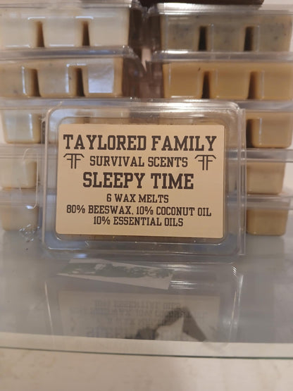 Sleepy Time Taylored Family Survival Scents, 6-Pack, Beeswax & Essential Oils, Hand-Poured USA