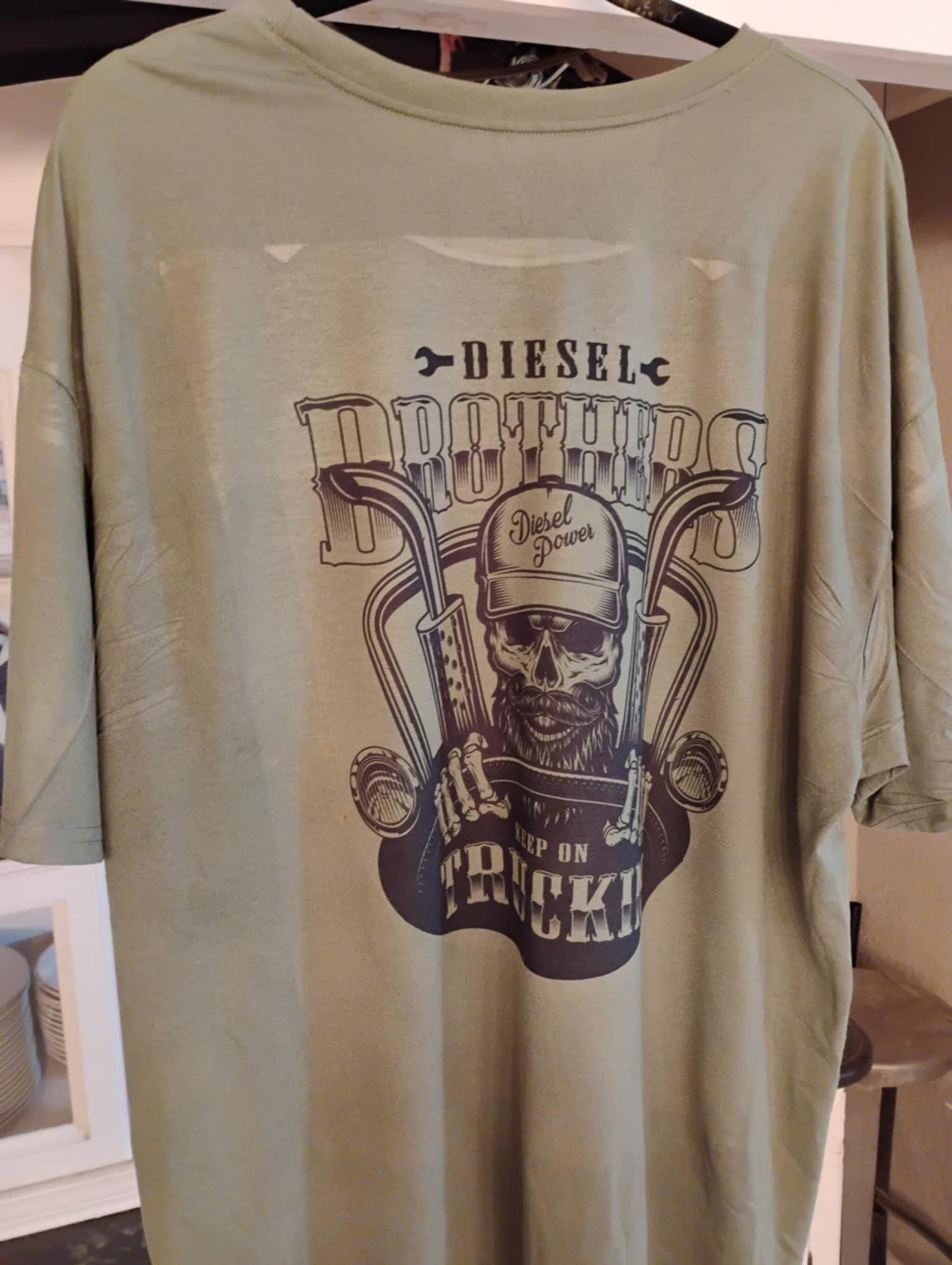 Diesel Makes me Horney T-shirt. Taylored Family Blue Collar Clothing Men's T-Shirts with Graphics, 100% Polyester, Bold Design for Men.