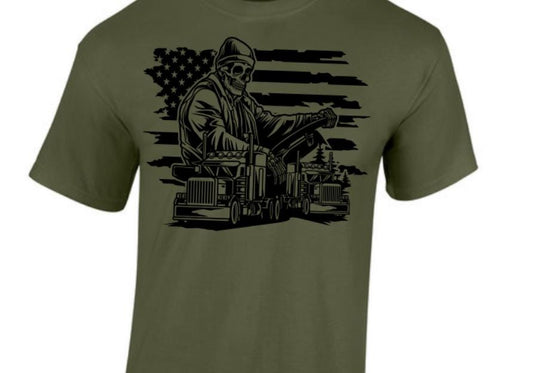 Truck Driver, Trucker, Blue Collar. Taylored Family Blue Collar Clothing Men's T-Shirts with Graphics, 100% Polyester, Bold Design for Men.