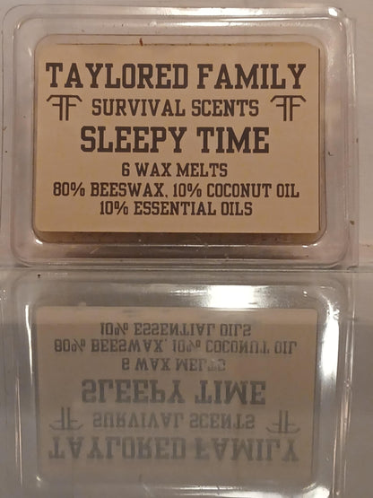 Sleepy Time Taylored Family Survival Scents, 6-Pack, Beeswax & Essential Oils, Hand-Poured USA