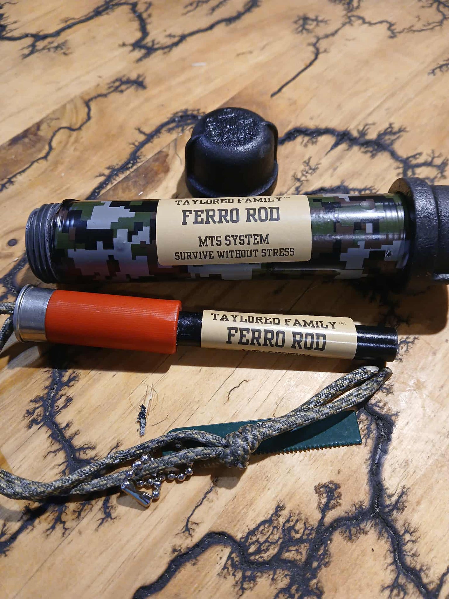 Taylored Family, Ferro Rod and Tinder Kit with 1/2" x 5" Rod, 6" PVC Tube, Cotton, Cedar, Wax Pads, Jute, Tumbleweed for Camping & Survival