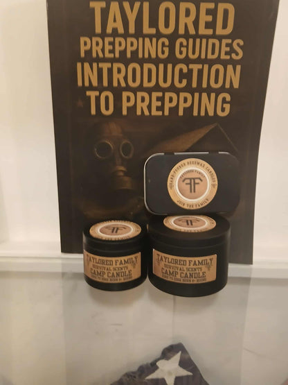 Taylored Family Survival Scents Camp Citronella Candle -Edge to Edge Burn - Hand Poured 90% Beeswax 10% Coconut Oil Blend - Unique Aged Leather Smoky Wood Earthy Spice Scent