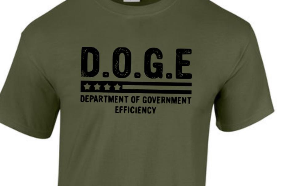 DOGE T-shirt. Taylored Family Blue Collar Clothing Men's T-Shirts with Graphics, 100% Polyester, Bold Design for Men.