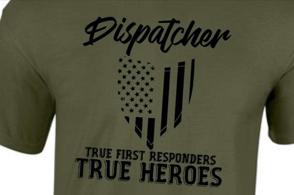 Dispatchers Are The True First Responders. Taylored Family Blue Collar Clothing Men's T-Shirts with Graphics, 100% Polyester