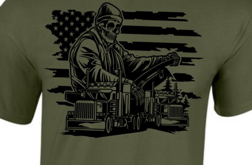 Truck Driver, Trucker, Blue Collar. Taylored Family Blue Collar Clothing Men's T-Shirts with Graphics, 100% Polyester, Bold Design for Men.