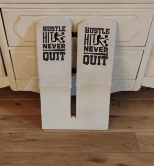 Hustle Hit, Never Quit. Ankle Socks Using sublimation printing, we create bold, designs that won’t fade, crack, or peel. Custom Printed