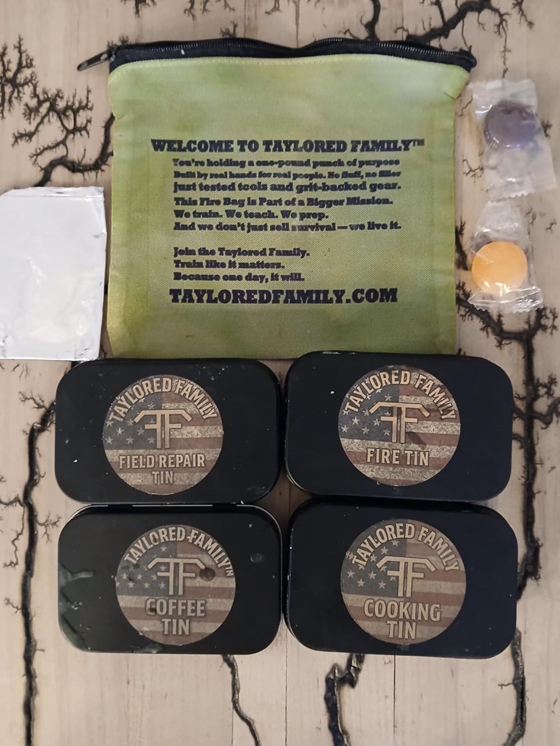 One-Pound Survival Cooking Kit, Modular System with Fire, Cooking, Coffee and Repair Tins, Made in USA