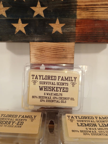 Whiskeyed  — Taylored Family Survival Scents, 6-Pack, Beeswax & Essential Oils, Hand-Poured USA