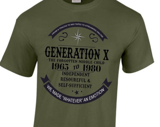 Gen X, Blue Collar. Taylored Family Blue Collar Clothing Men's T-Shirts with Graphics, 100% Polyester, Gen X, 1965 through 1980