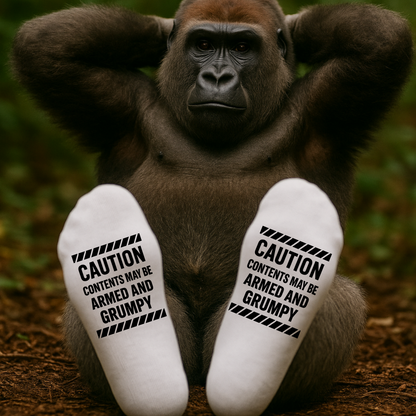 Caution: Armed and Grumpy – Taylored Family™ Work Socks