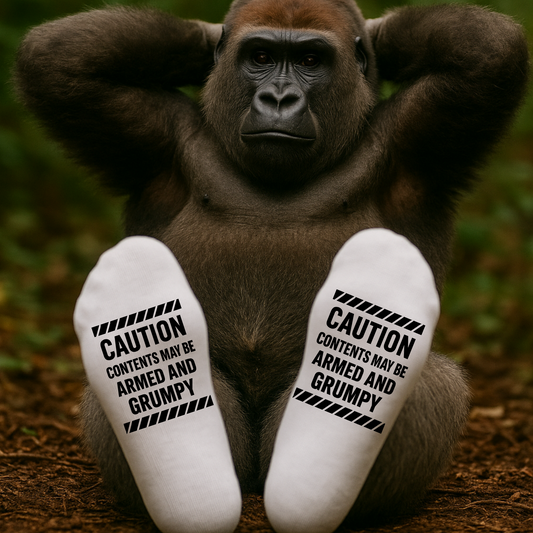 Caution: Armed and Grumpy – Taylored Family™ Work Socks