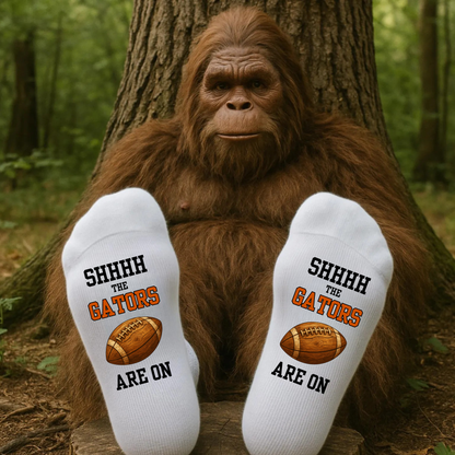 Football Fan Socks – “SHHHH, The Gators Are On Are On”