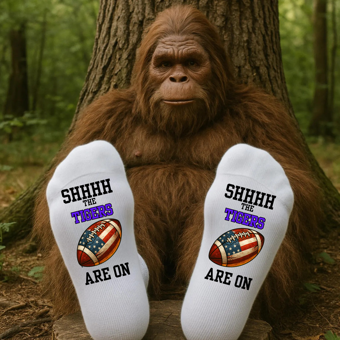 Football Fan Socks – “SHHHH, The Tigers Are On”
