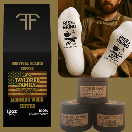 Morning Wood Winter Comfort Pack – Coffee, Candle & Socks Gift Set, Free Shipping