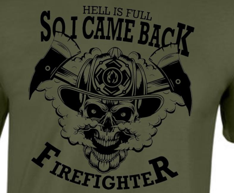 Fireman, Fire Fighter, Blue Collar. Taylored Family Blue Collar Clothing Men's T-Shirts with Graphics, 100% Polyester, Bold Design for Men.