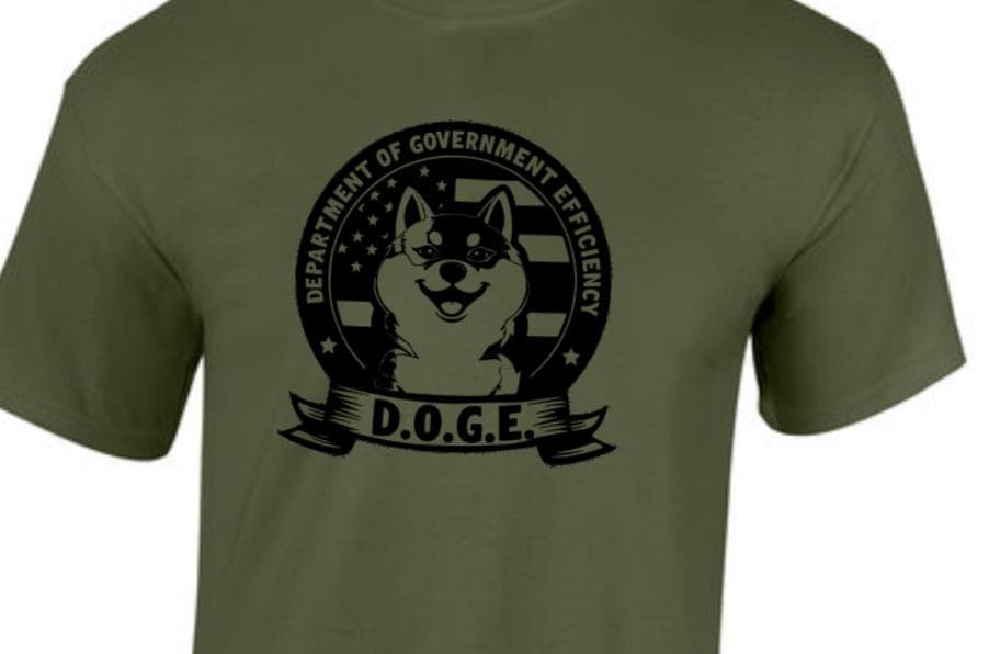 DOGE T-shirt. Taylored Family Blue Collar Clothing Men's T-Shirts with Graphics, 100% Polyester, Bold Design for Men.