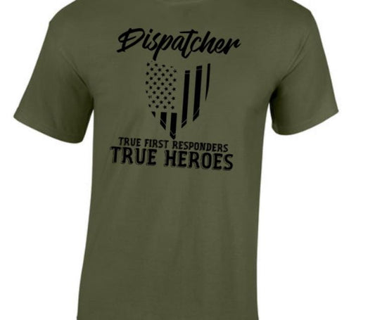 Dispatchers Are The True First Responders. Taylored Family Blue Collar Clothing Men's T-Shirts with Graphics, 100% Polyester