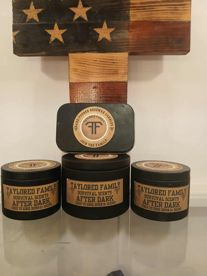 After Dark,  Taylored Family Survival Scents -Edge to Edge Burn - Hand Poured 90% Beeswax 10% Coconut Oil Blend - Unique Aged Leather Smoky Wood Earthy Spice Scent (Copy) (Copy) (Copy) (Copy)