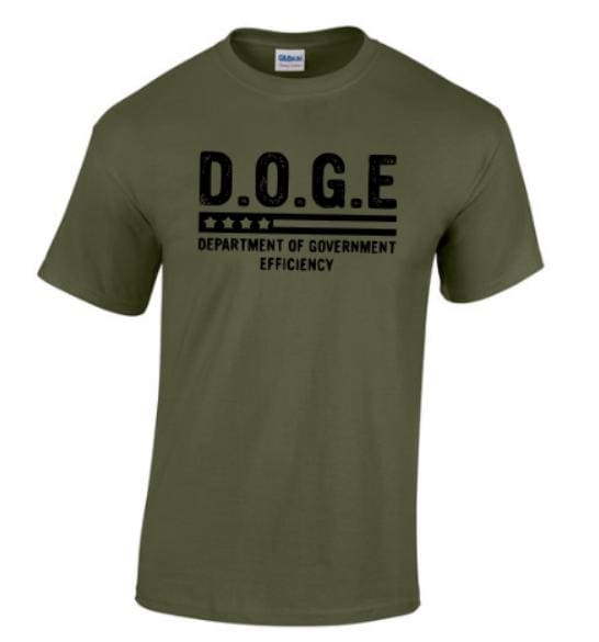 DOGE T-shirt. Taylored Family Blue Collar Clothing Men's T-Shirts with Graphics, 100% Polyester, Bold Design for Men.