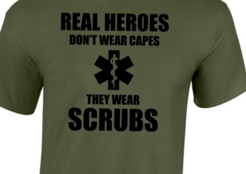 Real Heroes, T-shirt. Taylored Family Blue Collar Clothing Men's T-Shirts with Graphics, 100% Polyester, Bold Design for Men.