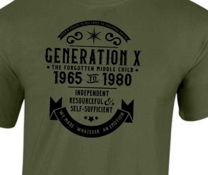 Gen X, Generation X,  Blue Collar. Taylored Family Blue Collar Clothing Men's T-Shirts with Graphics, 100% Polyester, Bold Design for Men.